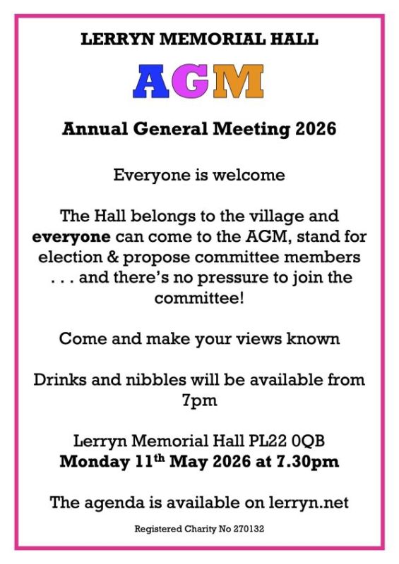 Lerryn Memorial Hall AGM